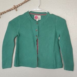Mini Boden Girls Spring Green Button Knit Cotton Cashmere Cardigan Size 6/7